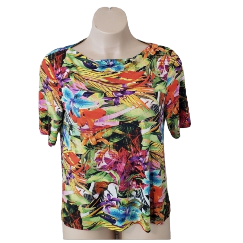 Investment Petites Tropical Short Sleeve Top